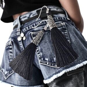 5 For $25💫Alternative Jet Black Gypsy Tassels Earrings Dangles